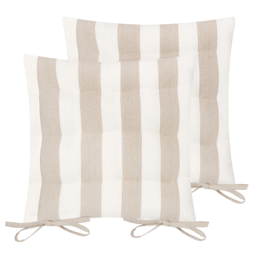 Yard Hayle Natural Striped Cotton Seat Pad 40 x 40cm 2 Pack Image 3