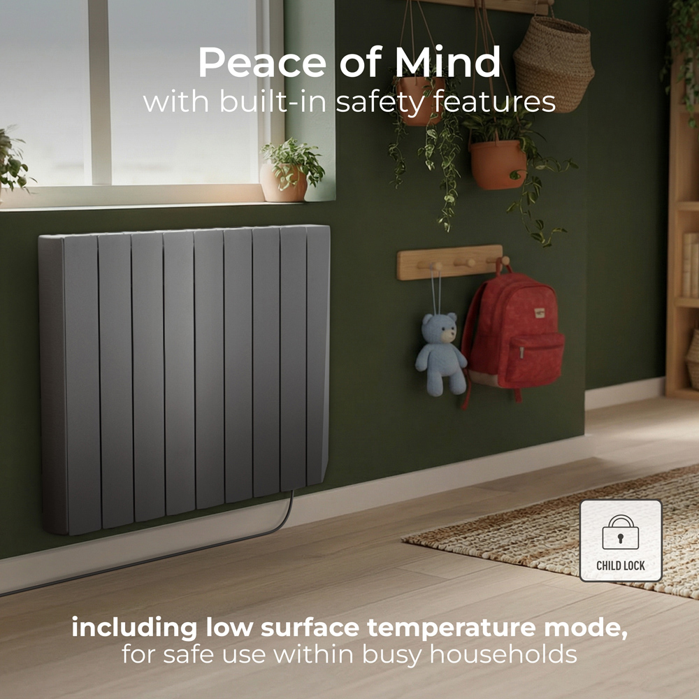 Masterplug SmartEnergy Comfort 8 Fin Grey Oil Filled Radiator 1500W Image 5