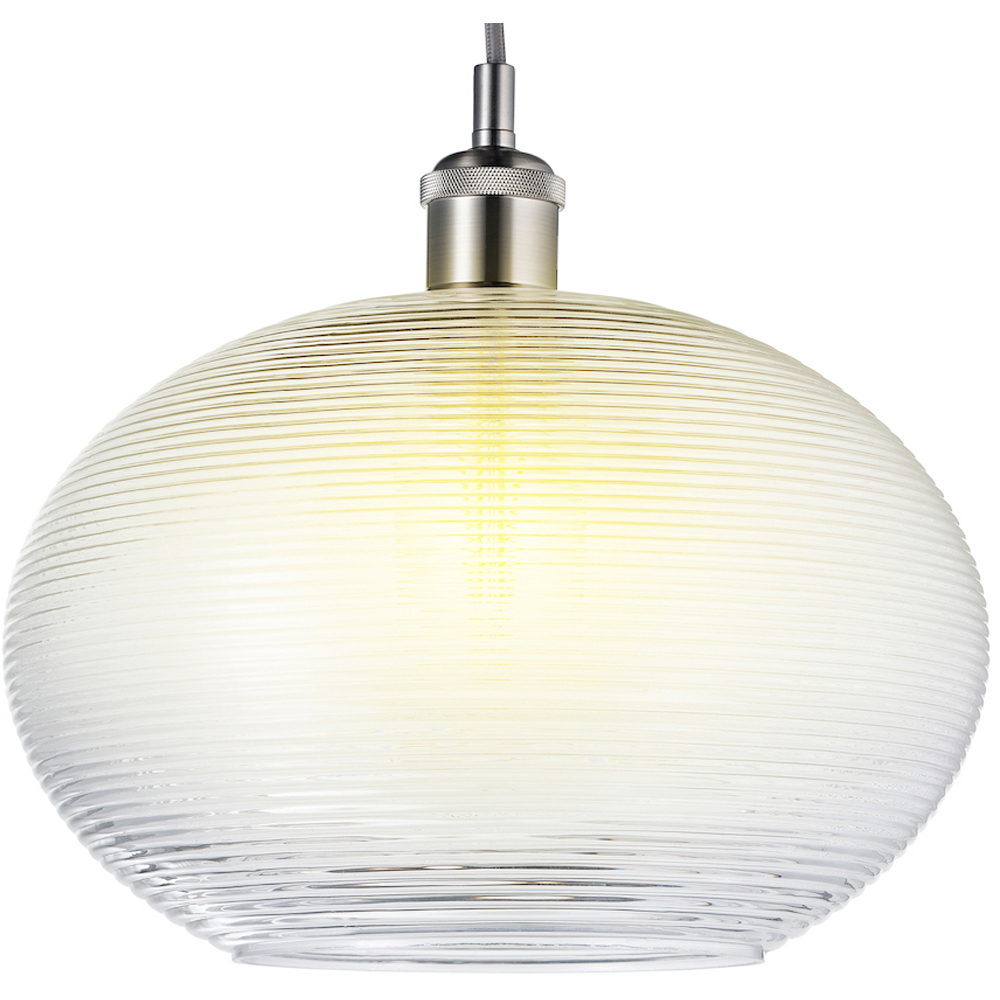 Happy Homewares Clear Ribbed Spiral Glass Easy Fit Drum Pendant Shade Image 5