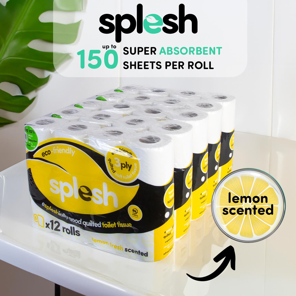 Splesh Quilted Fresh Lemon Fragrance Toilet Tissue 72 Rolls 3 Ply Image 3