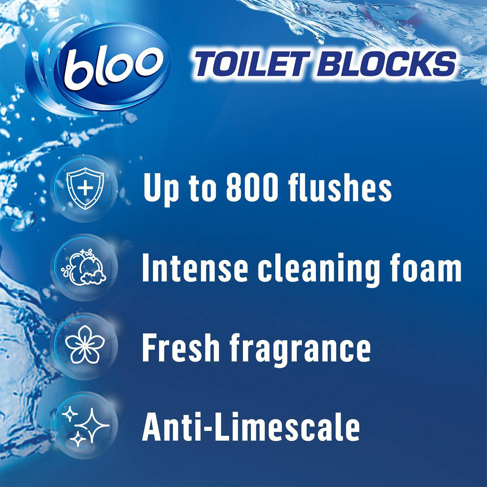Bloo Clean+ Fresh 2 in 1 Original Blue and Limescale Prevention Foam Toilet Rim Block 7 Pack Image 6