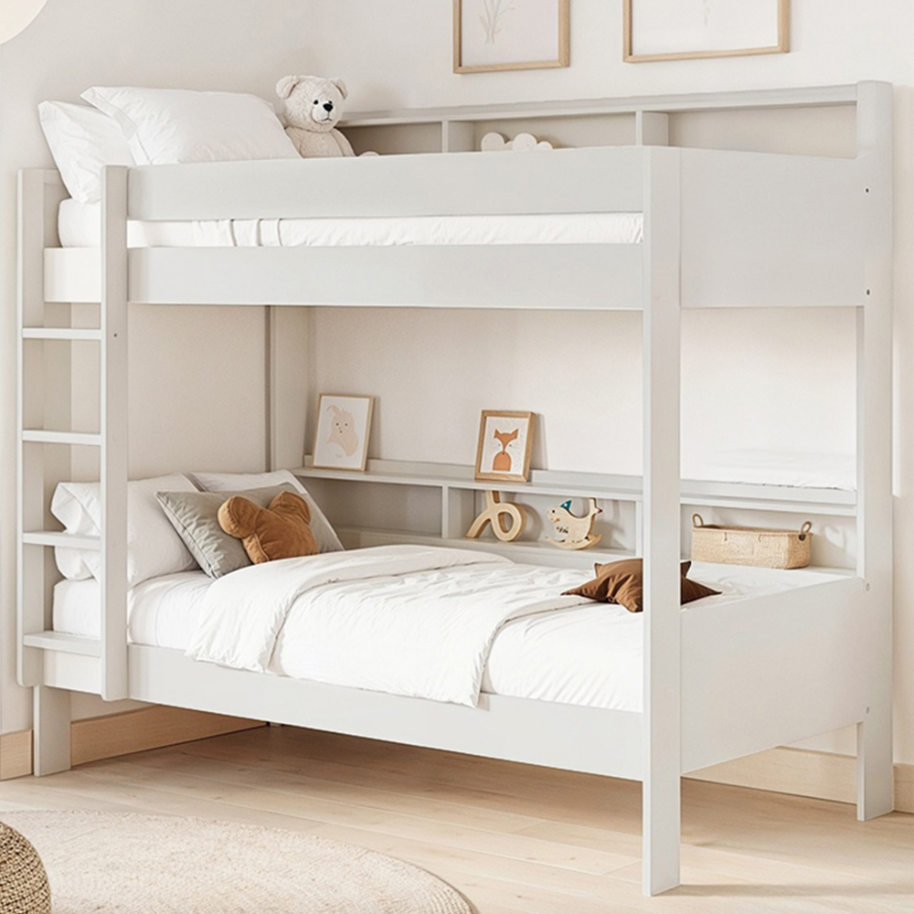 Noomi Bodie Single White Pine Storage Bunk Bed Image 1