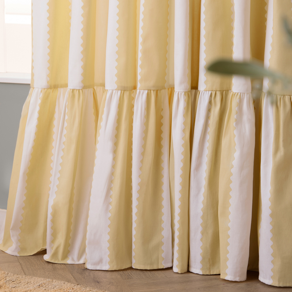 Furn Birdie Butter Yellow Stripe Cotton Fully Lined Pencil Pleat Curtains 168 x 229cm Image 3