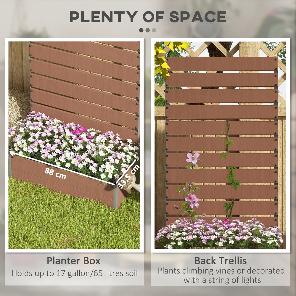 Outsunny Light Brown Raised Garden Bed Trellis Planter Image 4