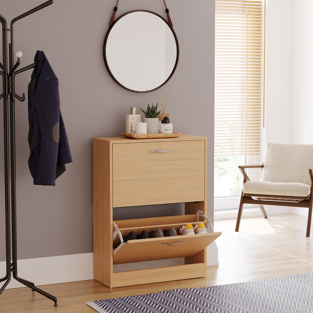 Vida Designs Pine Effect 2 Drawer Shoe Cabinet Image 4