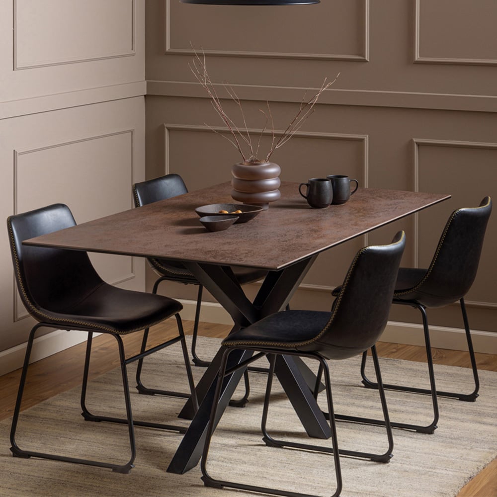 Florence Heaven 6 Seater Ceramic Dining Table Rusty Brown Image 1