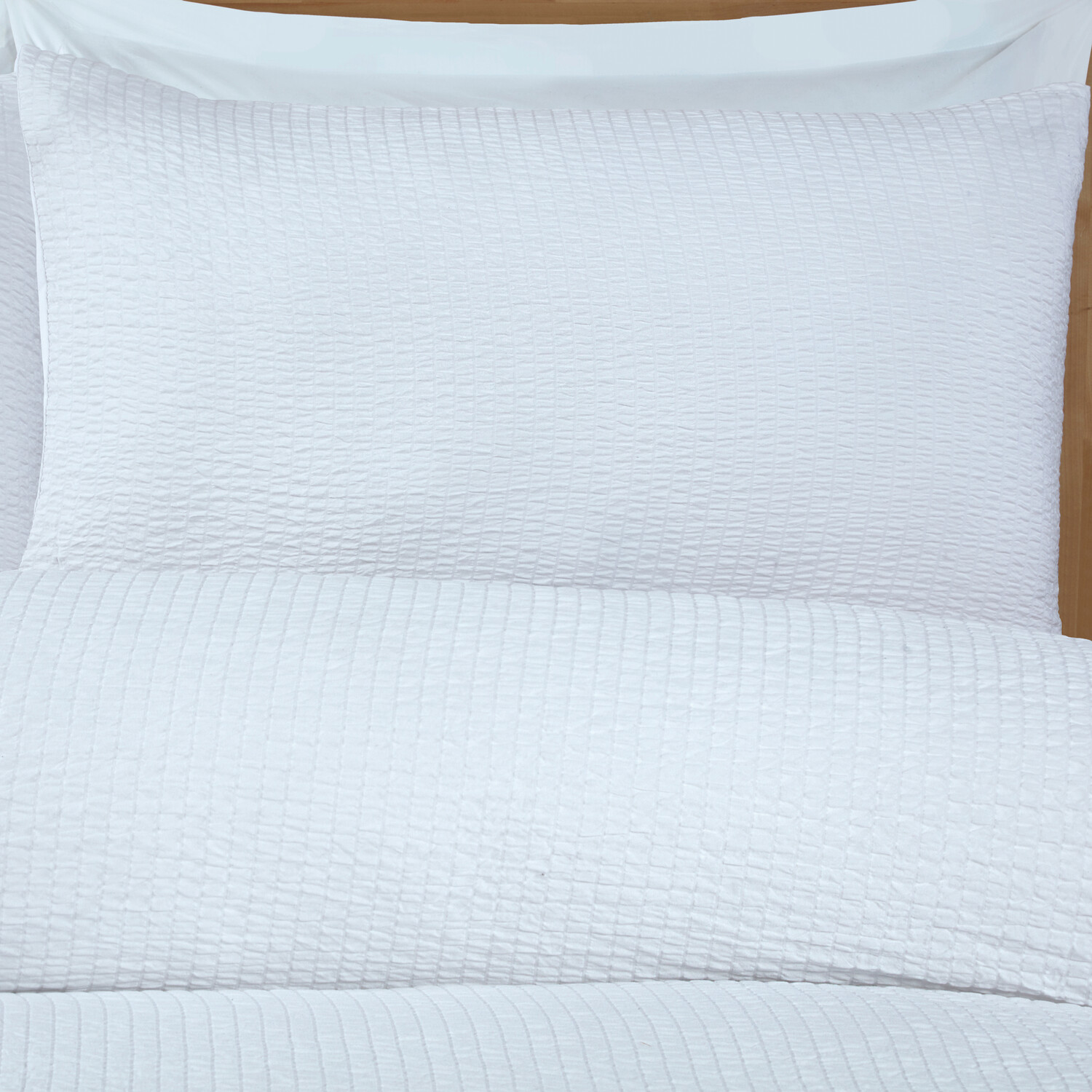 Seersucker Washable Duvet Set White Single Image 4