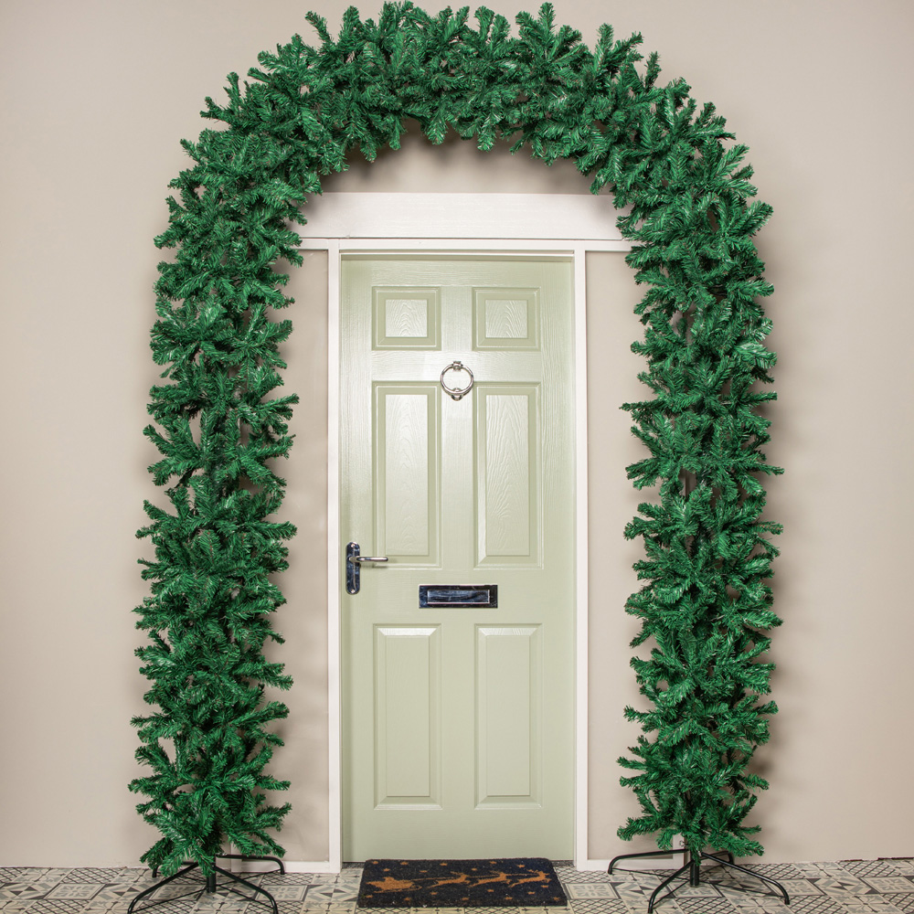Samuel Alexander Double Door Artificial Plain Green Christmas Tree Arch 8ft Image 2