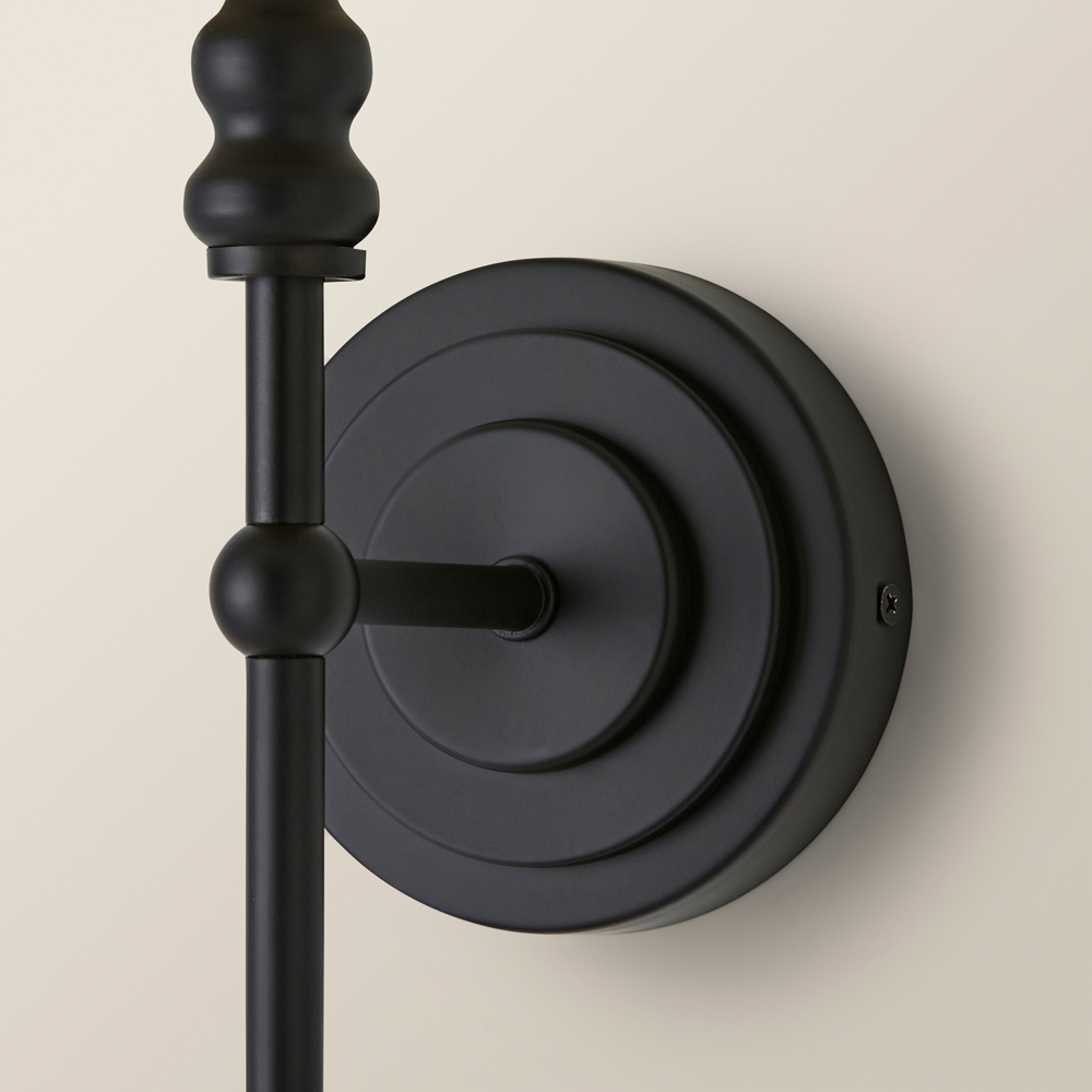 ValueLights Maggie Black Candlestick Wall Lights with Shade and Bulb 2 Pack Image 3