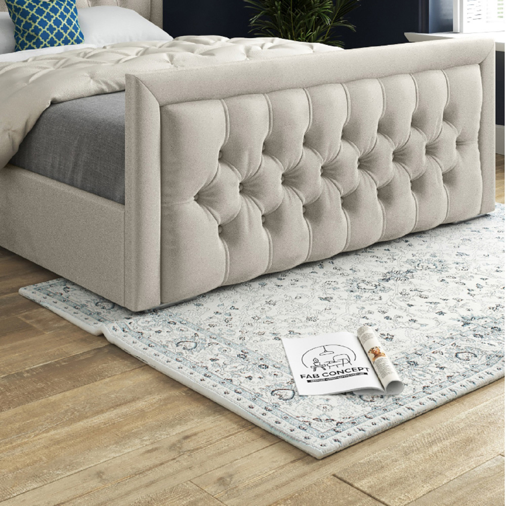 Rovigo Super King Size Silver Soft Velvet Upholstered Bed Frame with Deep Buttoned Headboard Image 4