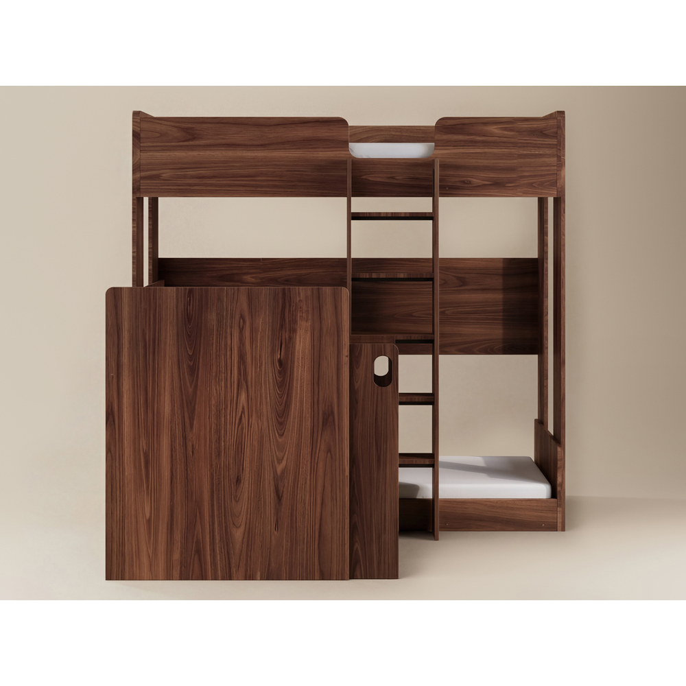Flair Bode Triple Sleeper Oak and Walnut L-Shaped Bunk Bed Image 3