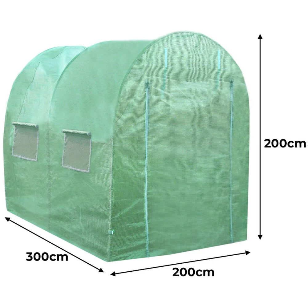 MonsterShop Green PE Cover Polytunnel 9.8 x 6.5ft Greenhouse with Racking Image 6