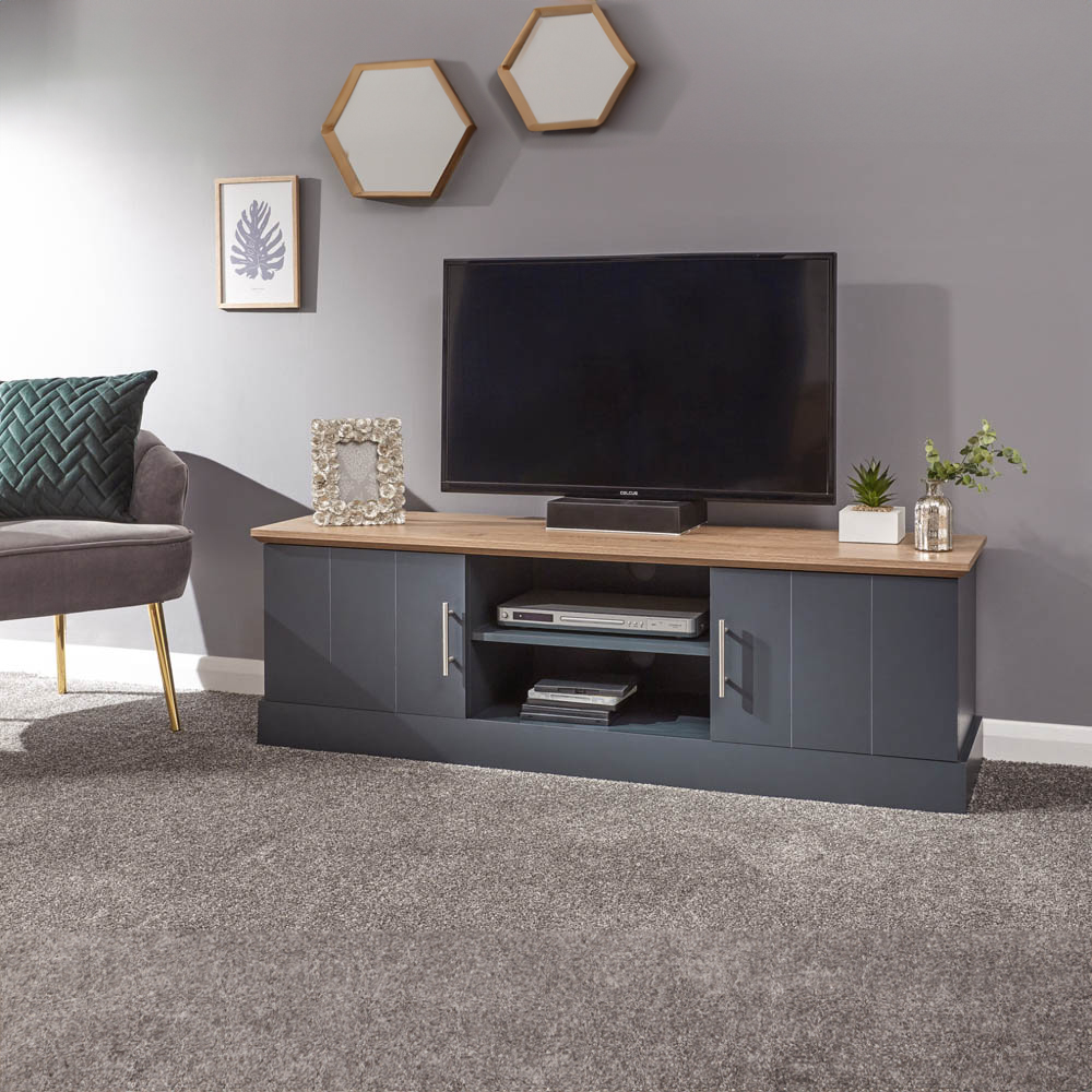GFW Kendal 2 Door 2 Shelf Slate Blue Large TV Unit Image 9