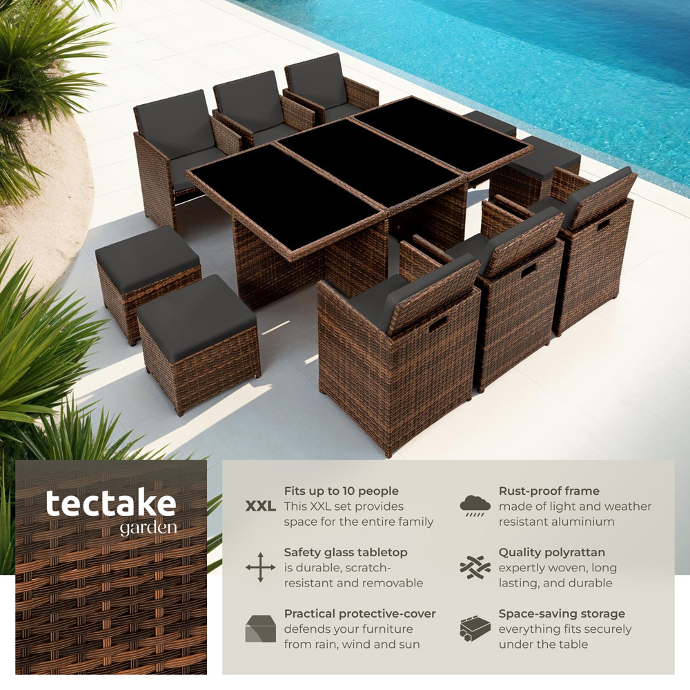 tectake New York 10 Seater Black and Brown Dining Table Image 3