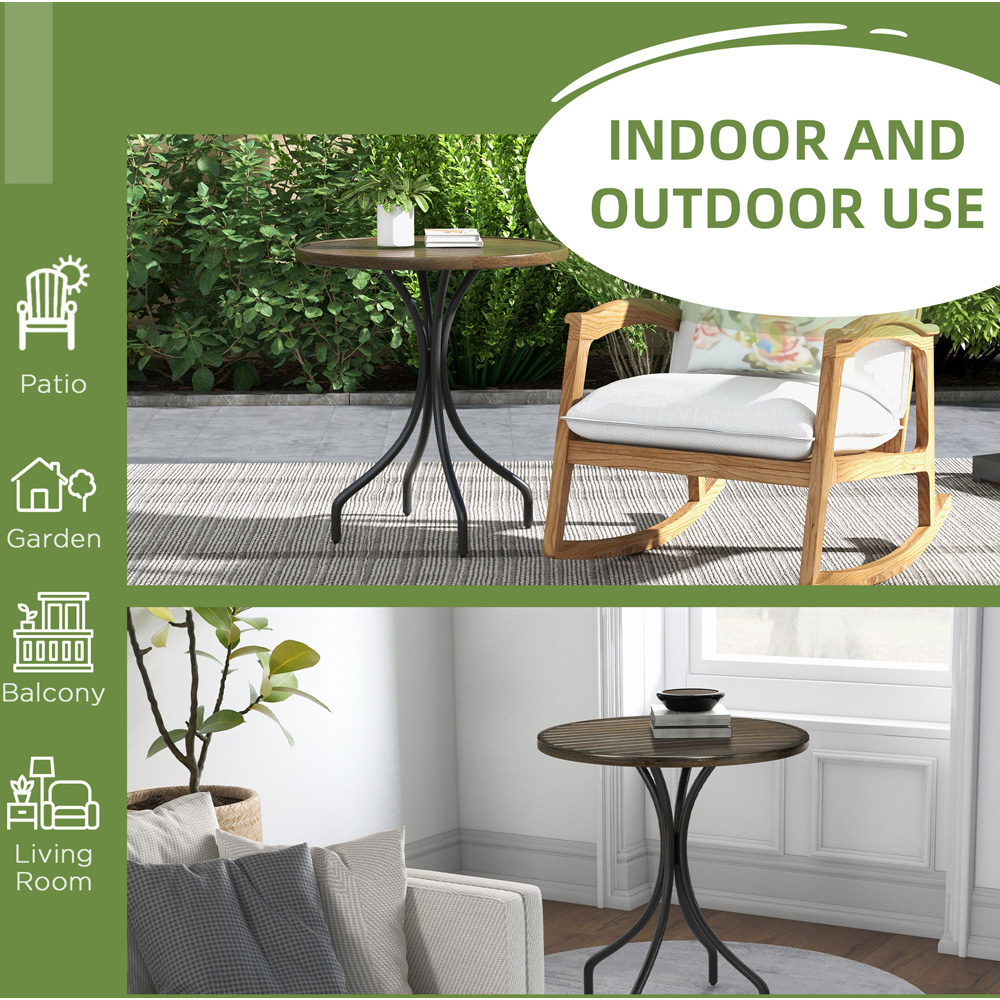 Outsunny Brown Round Garden Side Table Image 6