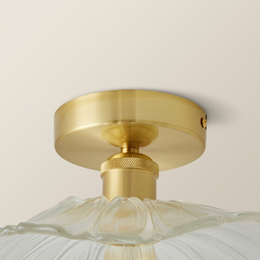 ValueLights Cassia Gold Clear Glass Flower LED Flush Ceiling Light Image 4