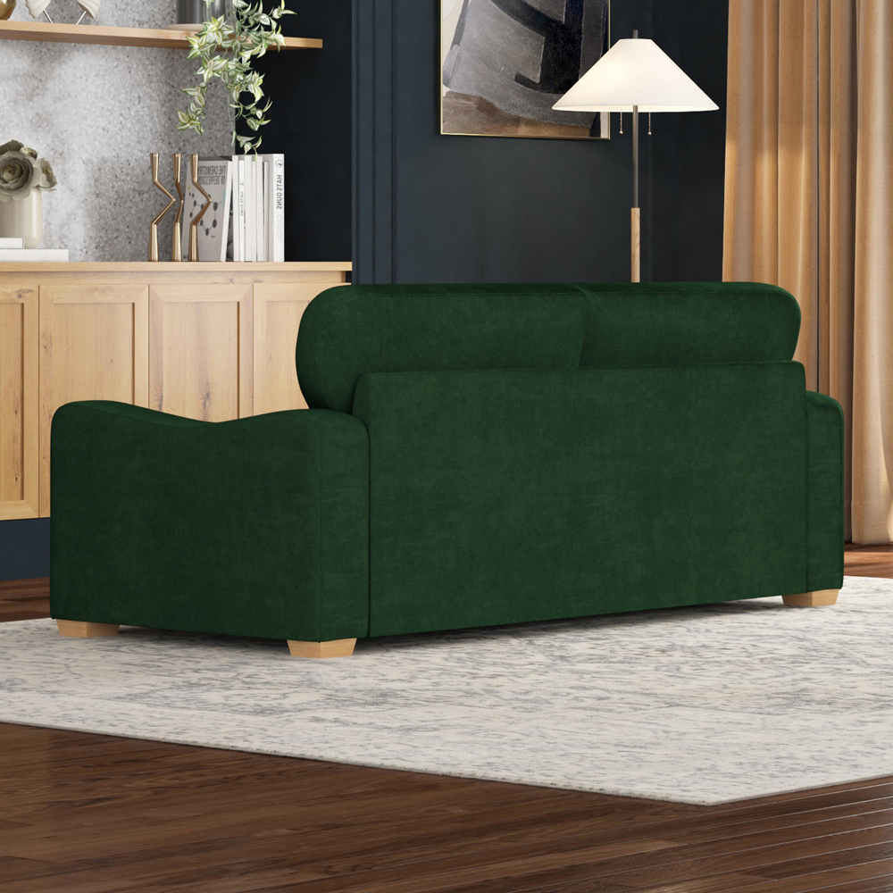 Theadford 3 Seater Forest Green Plush Velvet Fixed Back Sofa Image 6