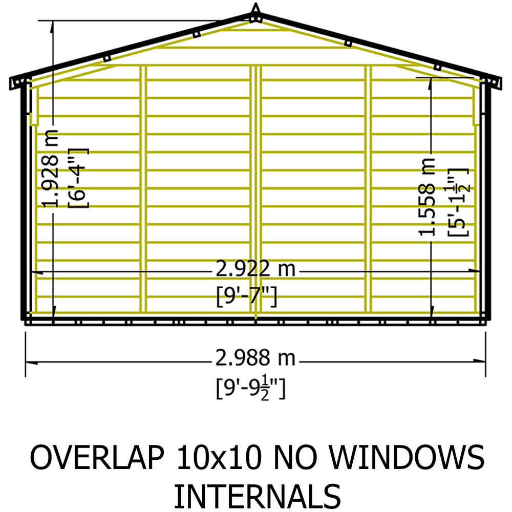 Shire 10 x 10ft Double Door Overlap Apex Wooden Shed Image 8