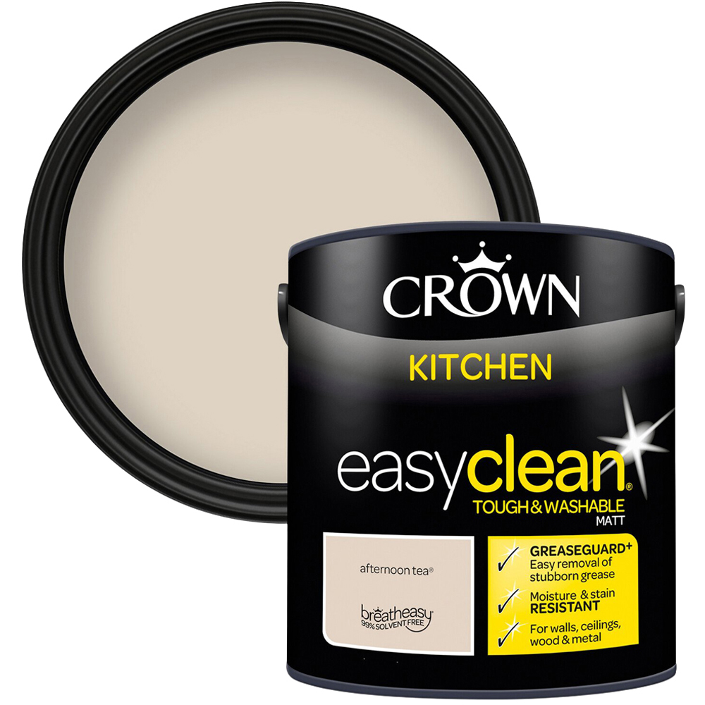 Crown Easyclean Kitchen Paint - Afternoon Tea / 2.5l Image 1