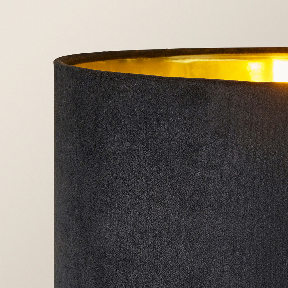 ValueLights Christina Black Velvet and Gold Palm Leaf Floor Lamp with Bulb Image 3