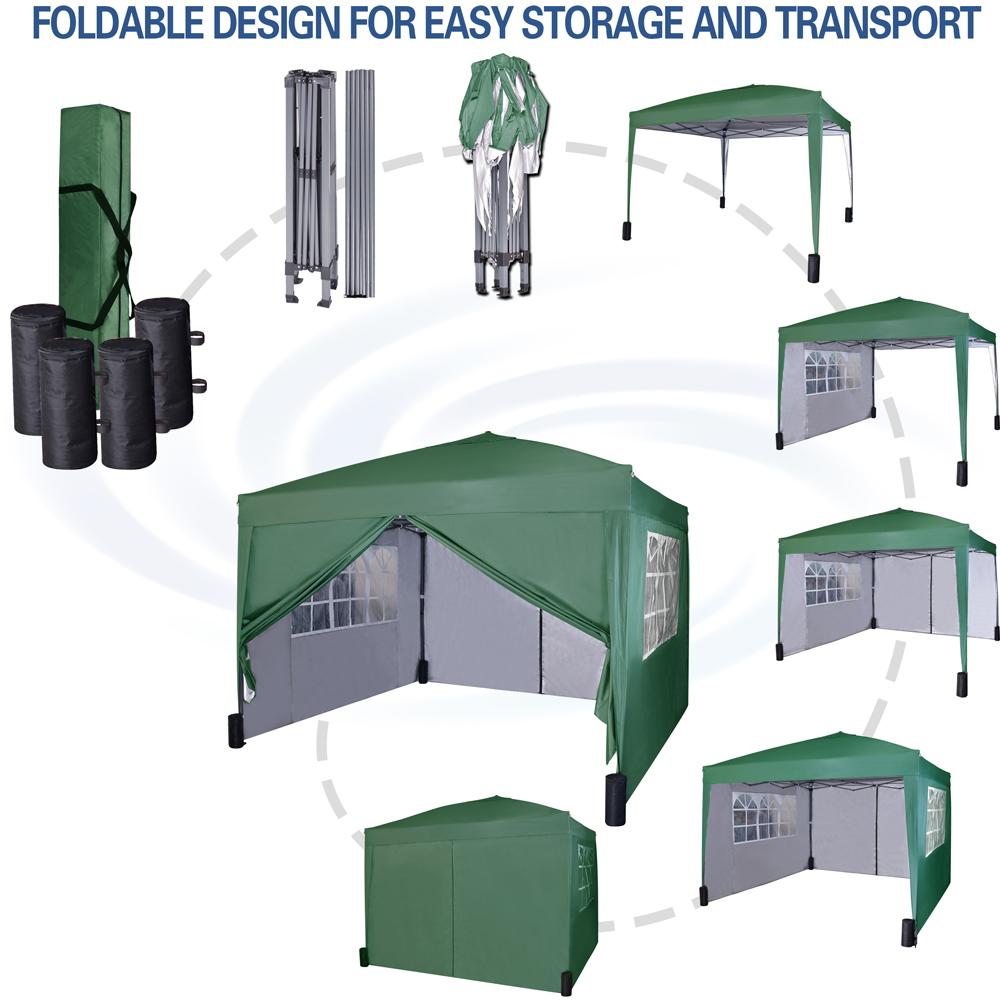 Green Pop Up Outdoor Canopy Tent with Removable Sidewalls 3 x 3m Image 7