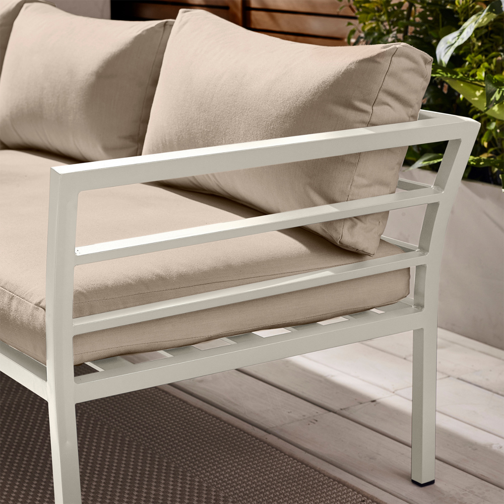 Furniturebox Tanzania 6 Seater White Metal Corner Lounge Set Image 4