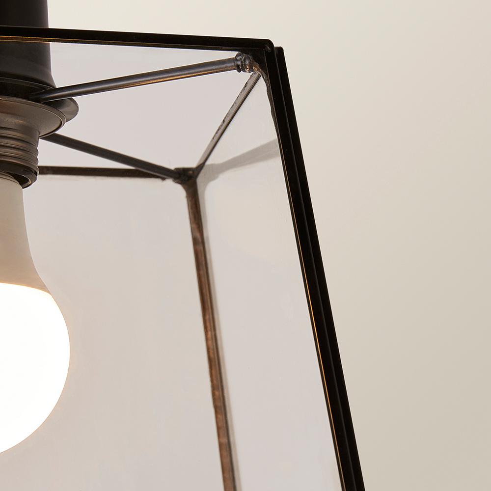 ValueLights Susie Single Glass Lantern Shade Matte Black LED Ceiling Pendant Light Image 3