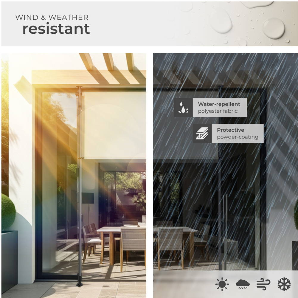 tectake Taija Beige Retractable Awning with Hand Crank 3.1 x 1.08m Image 5