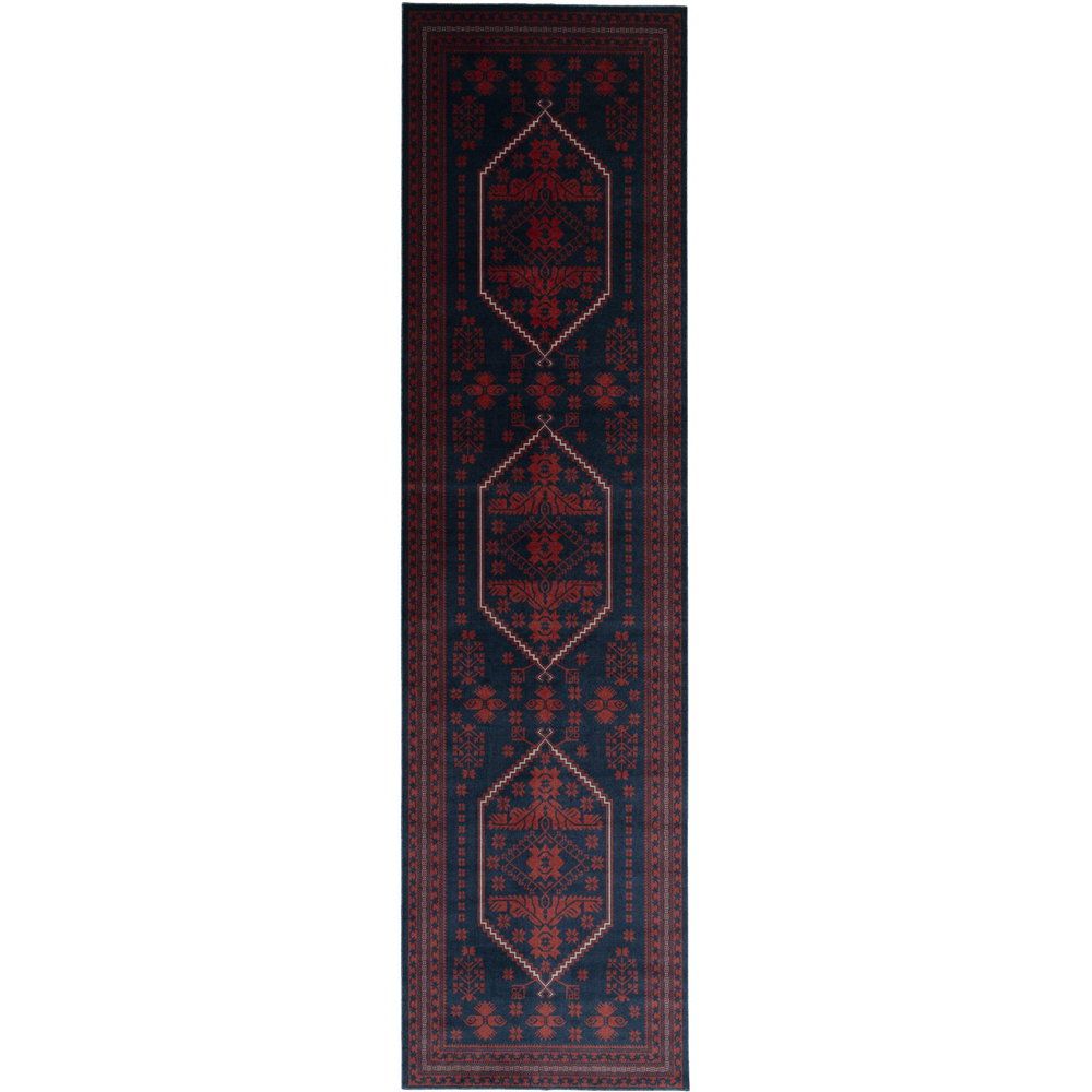 Kukoon Asha Red and Navy Flat Persian Style Vintage Rug 160 x 230cm Image 2