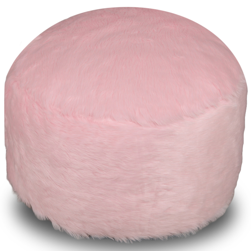 Kaikoo Pink Fur Stool Image 3