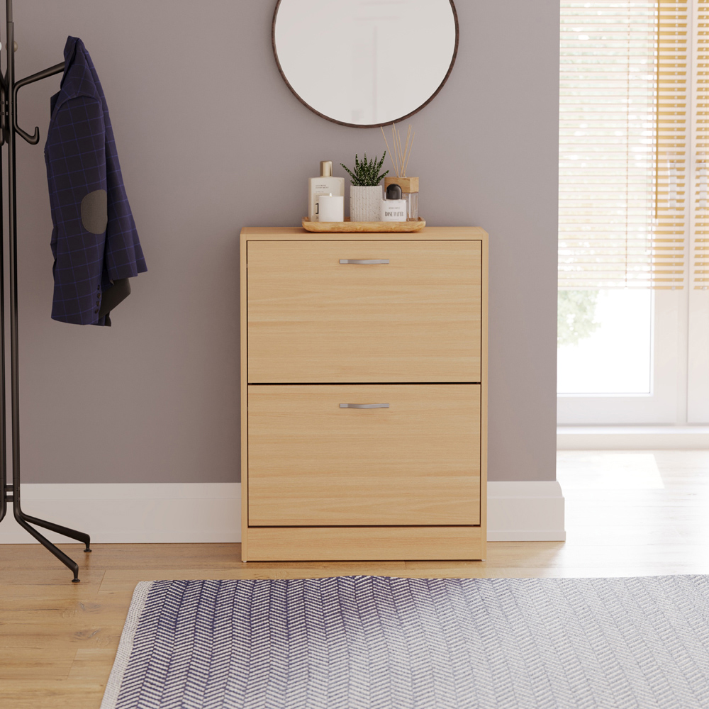 Vida Designs Pine Effect 2 Drawer Shoe Cabinet Image 3