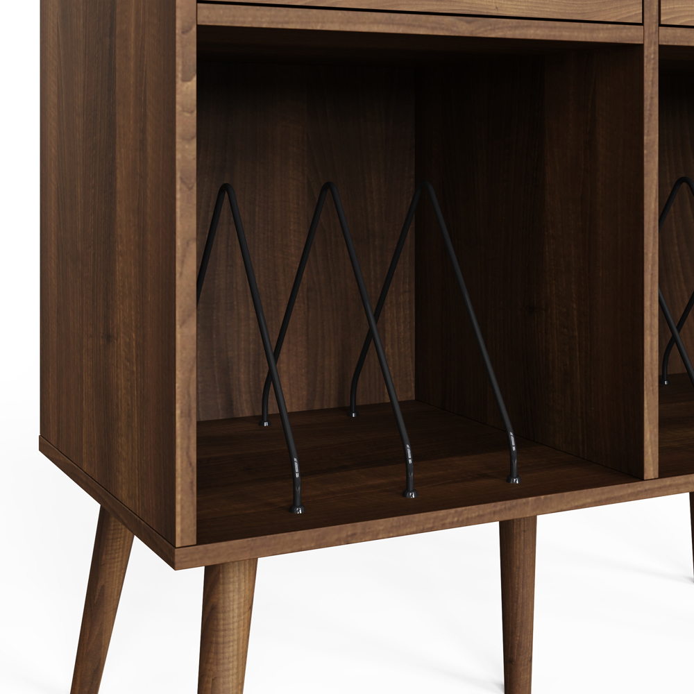 GFW Jaxon 2 Drawer 2 Shelf Walnut Turntable Stand Image 6