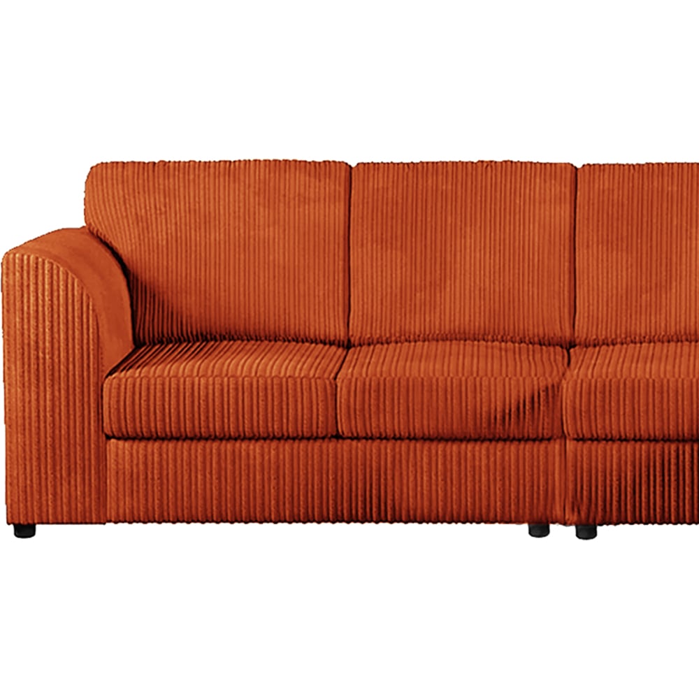 Luxor 4 Seater Orange Jumbo Cord Right Hand Facing Full Back L Shaped Corner Sofa Set Image 3