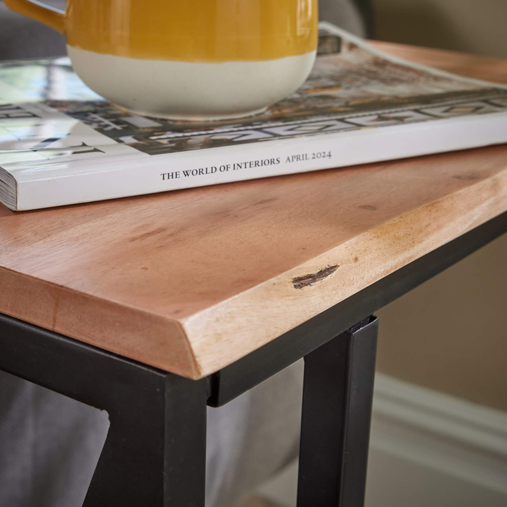 Home Source Pacific Natural Acacia Wood Side Table Image 4