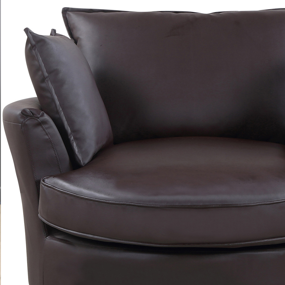 Fairburn Brown Bonded Leather Swivel Cuddle Chair Image 3