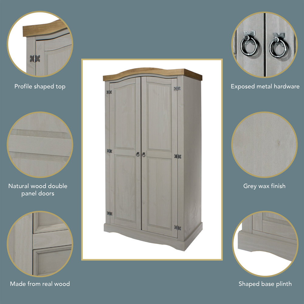 Core Products Corona 2 Door Grey Wardrobe Image 6