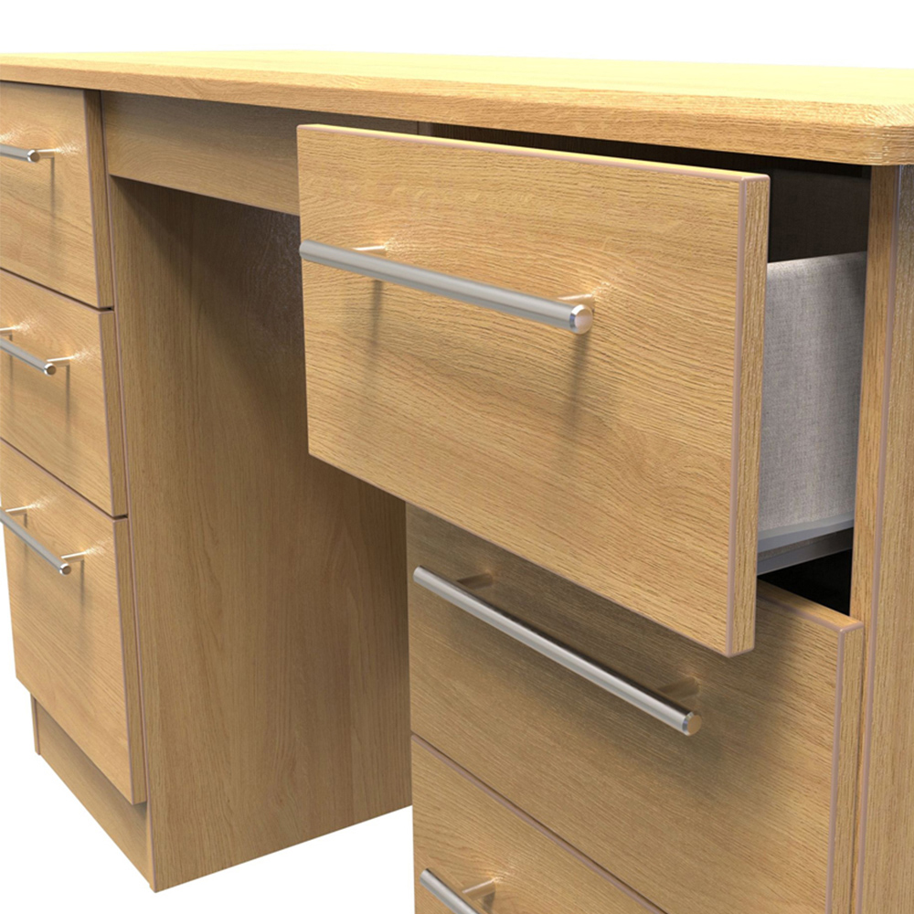 Crowndale Sherwood 6 Drawer Oak Kneehole Desk Image 6
