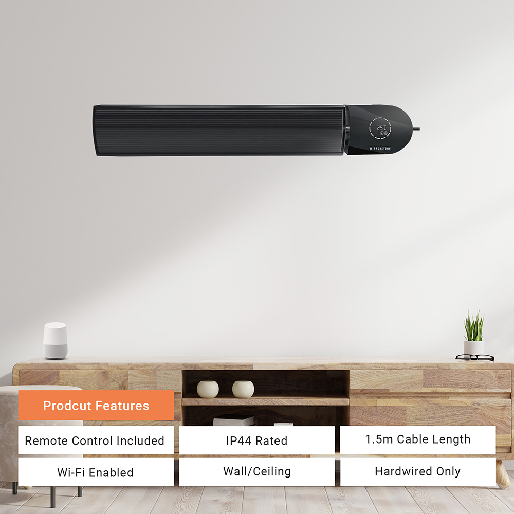 Mirrorstone Ionis Black WiFi Remote Controllable Infrared Bar Heater 1200W Image 7