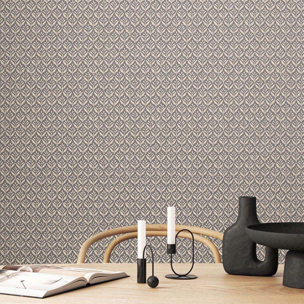 Hoopla Walls Purity Mini Leaf Grey Wallpaper Image 2