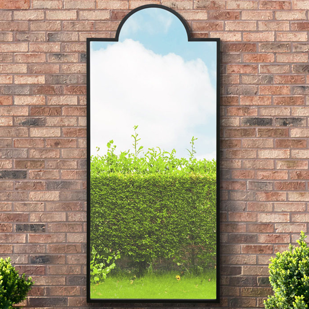 MirrorOutlet The Genestra Black Contemporary Wall and Leaner Garden Mirror 170 x 75cm Image 2