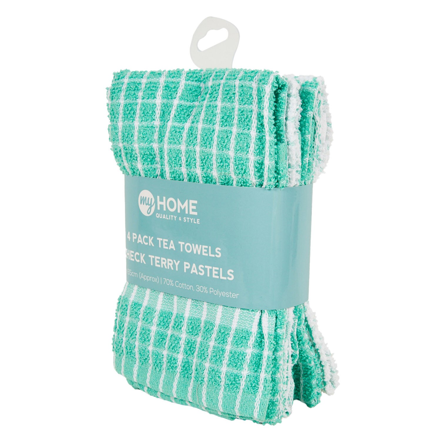 Pack of 4 Check Terry Tea Towel Pastels - Pastel Image 5