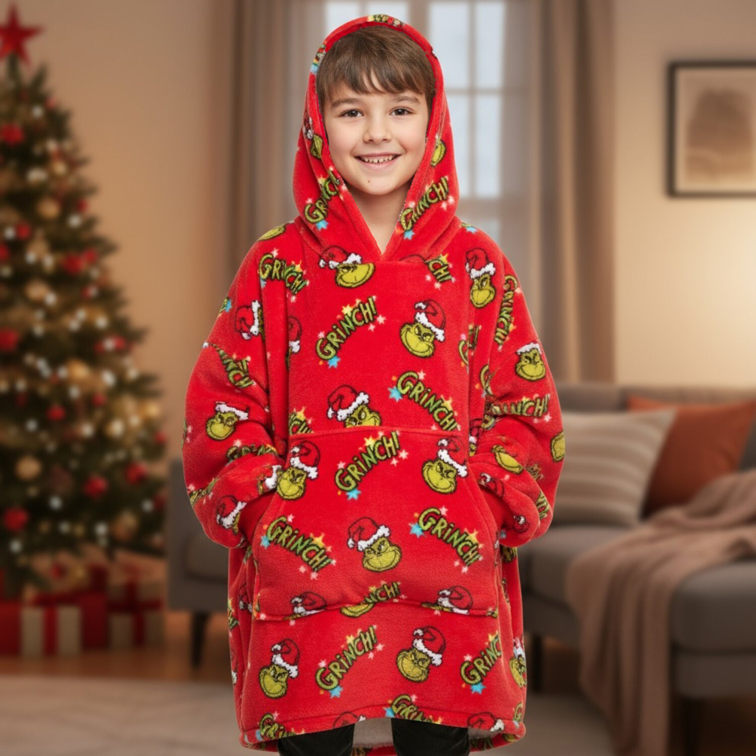 The Grinch Fleece Hoodie Red 70cm Image 2