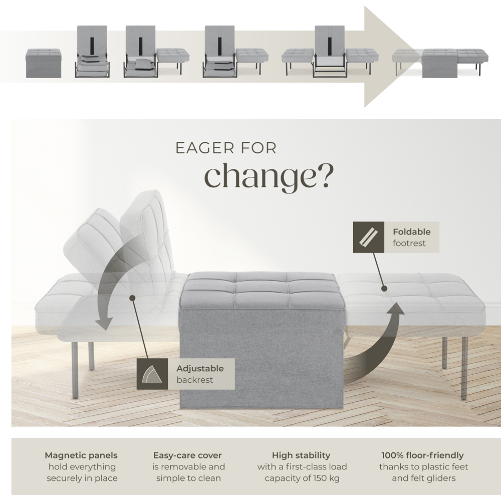 tectake Ponto 4 in 1 Grey Sofa Bed Image 3