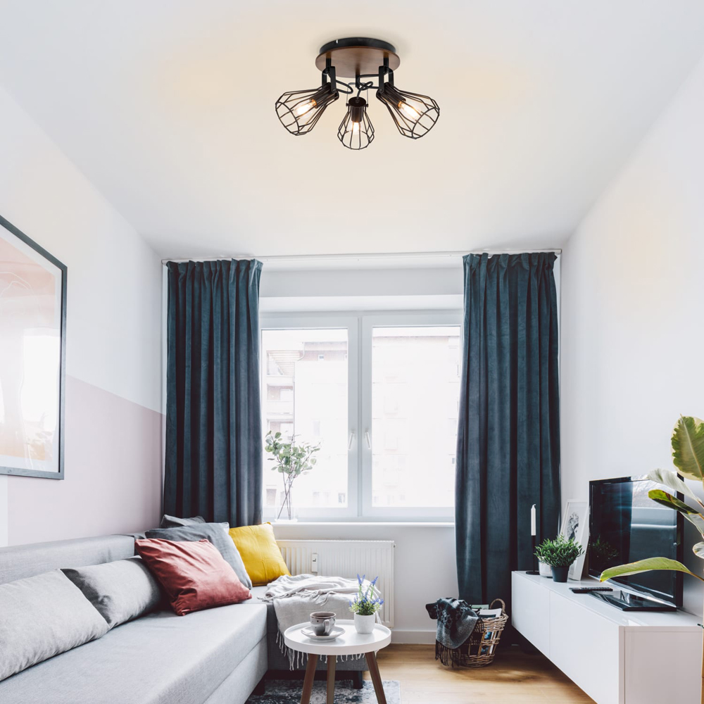 Cosylyte Kandan Matt Black 3 Light Wire Shade Spotlight Image 6