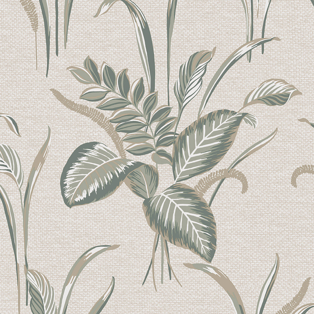 Belgravia Décor Palma Leaf Sage and Champagne Wallpaper Image 1