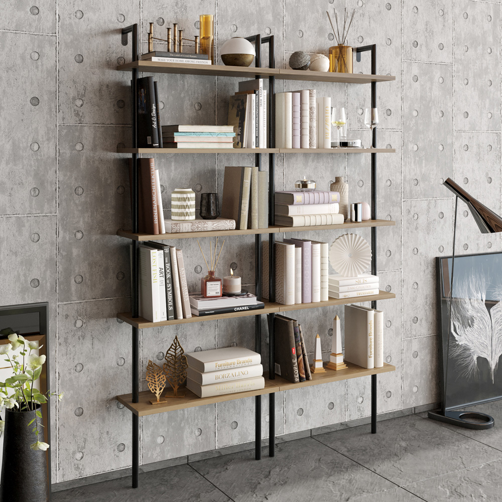 Decorotika Paulina 5 Shelf Black and Oud Bookshelf Image 4