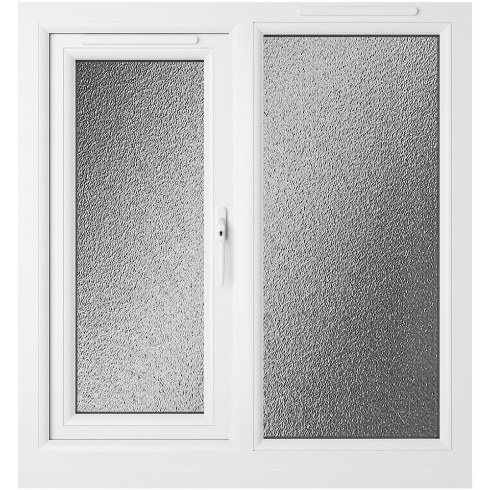 Crystal uPVC Triple Glazed Window RH Side Hung Next to a Fixed White Obscure Glass 905x965mm Image 2