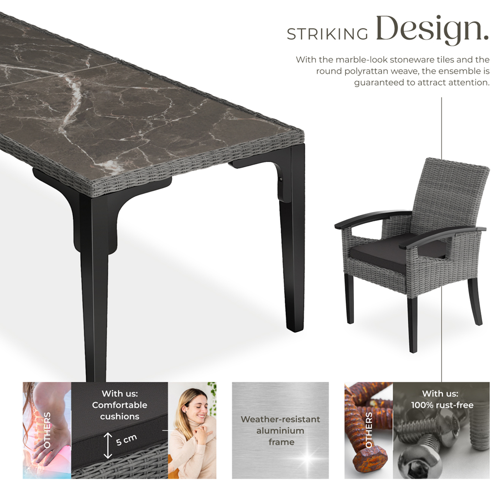 tectake Rosarno Foggia 8 Seater Poly Rattan Dining Table Grey Image 4