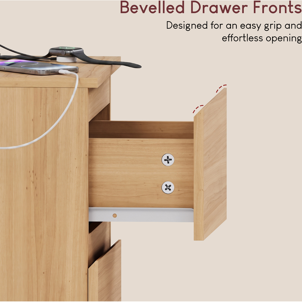 VIDA DESIGNS Denver 2 Drawer Pine Bedside Chest with Power Outlet Set of 2 Image 7