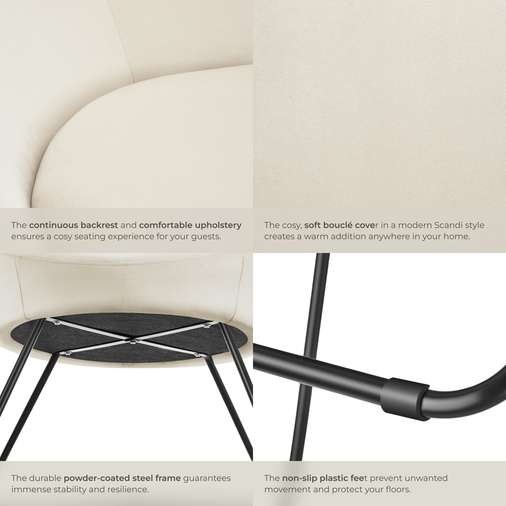 tectake Centera Beige Velvet Look Accent Chair Image 5